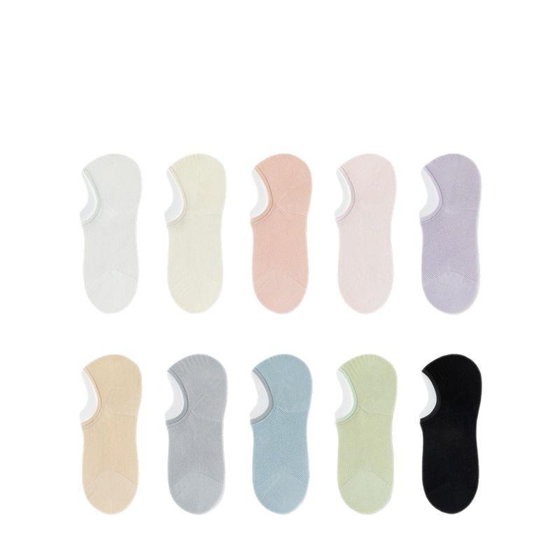 Female Summer Thin Mesh Cotton Antibacterial Antiodor Shallow Mouth Invisible Heel Socks