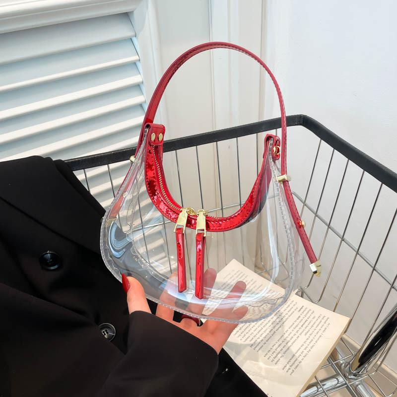 

PVC transparent jelly bag summer 2025 new little fresh literary girl versatile one-shoulder hand dumpling bag tide зелений