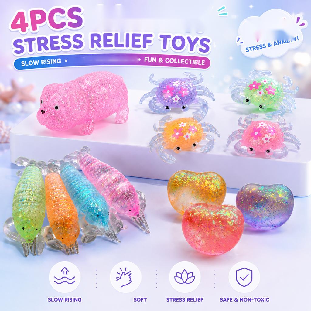 Slow Rebound Crab Shaped Decompression Toy Soft Squeeze Sensory Toy for Stress Relief and Hand Exercise for Kids and Adults