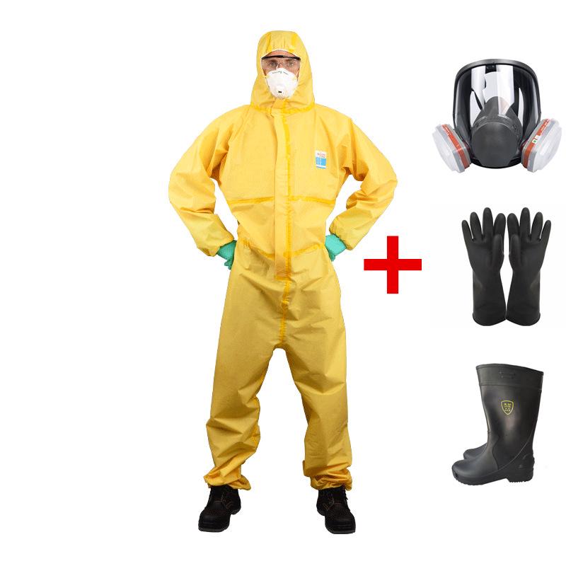 Kunze K4000 Chemical Protective Suit with Gas Mask & Face Shield - Radiation, Acid & Alkali Resistant