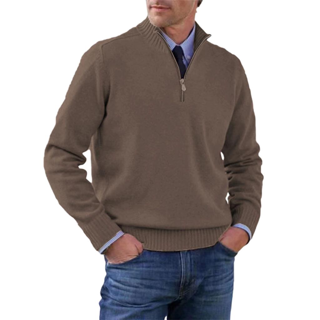Men's  Big   Size  Knitting   Zipper  Keep   Warm  Base  Layer  Shirt  Sweater