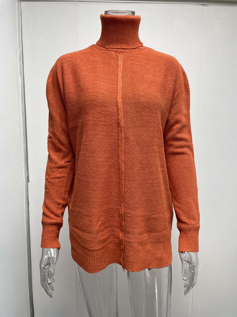 Pullovers Fashion High Neck Loose OL Commuter Knit Big Size Women Pullover Casual Long Sleeved Pullover Soft Elegant Basic Knitted Tops