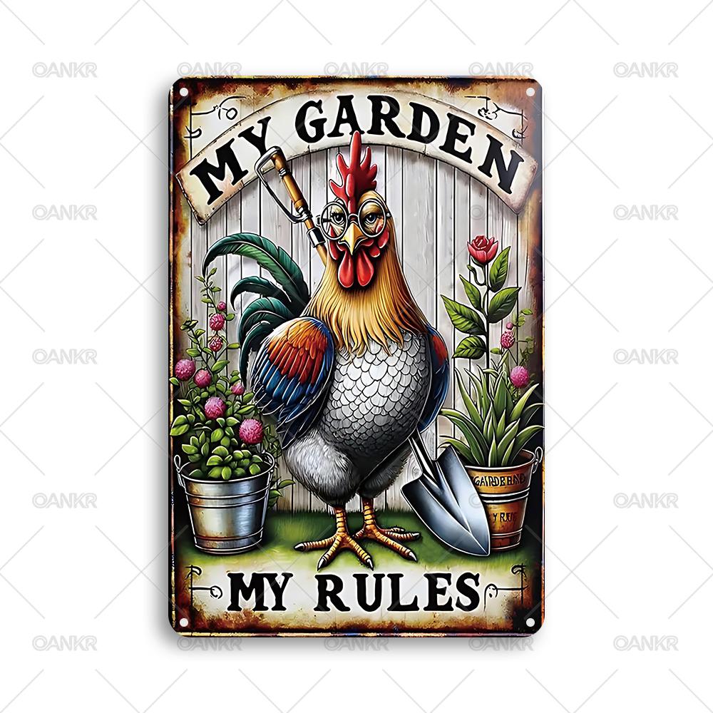 Funny Welcome to The Farm Metal Signs Vintage Art Chicken Poster Metal Tin Sign Perfect Gift for Garden Farm Shop Wall Decor
