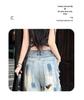 Damen Retro High-Waist Ripped Wide-Leg Jeans - Sommer Dünn & Distressed Bodenlang