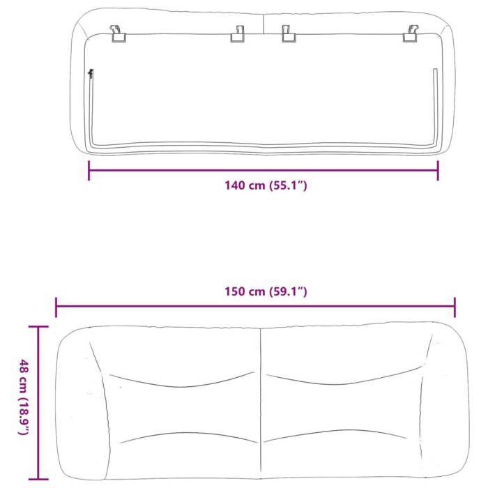 VidaXL Coussin de Tête de Lit, Oreiller de Lecture avec Fermeture à Glissière, Coussin de Lecture pour Lit Chambre, Gris 140 374586