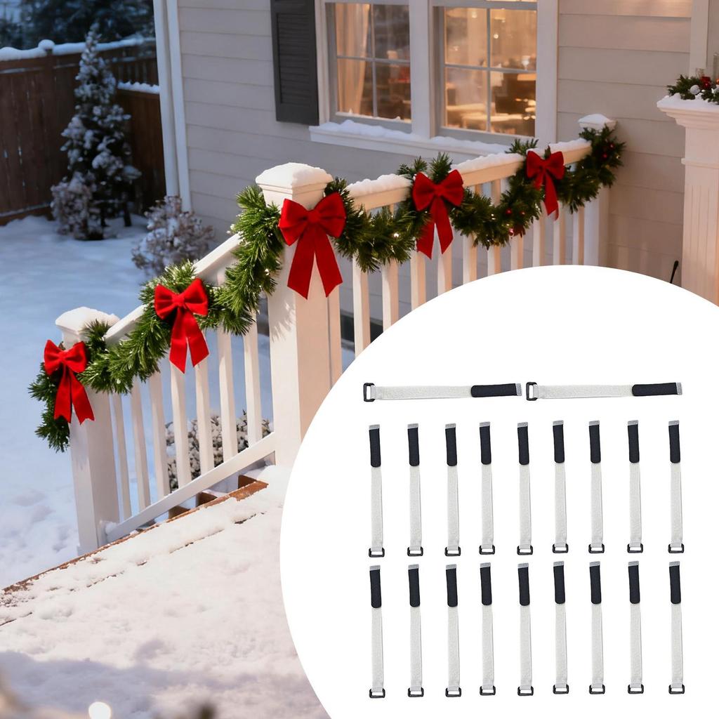 Christmas Garland Straps 20-Pieces Adjustable Wreath Holder Straps Christmas Garland Wreath Ties For Stairs Railings Fences