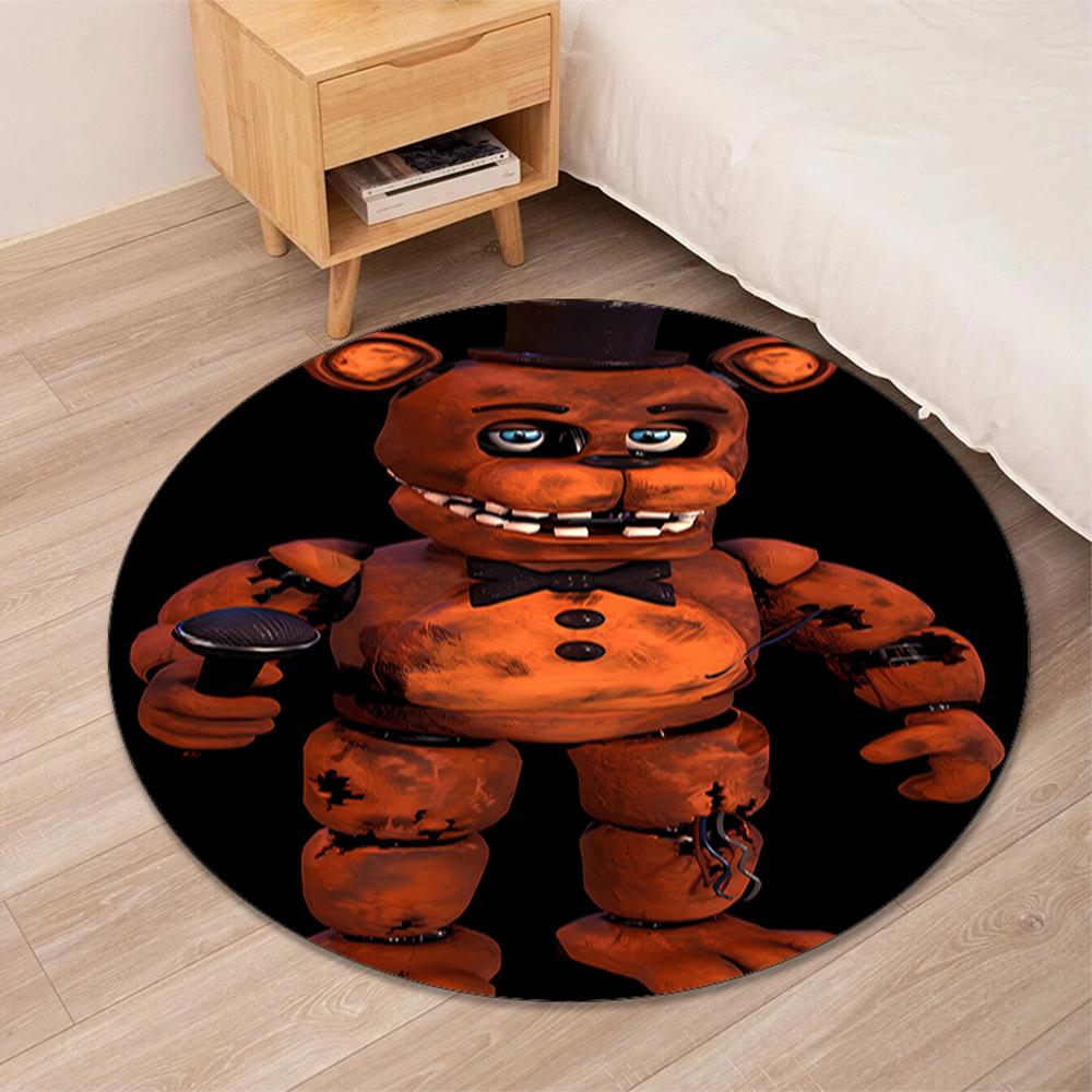 Five Nights at Freddy's Bedruckter Runder Teppich Teppichboden Stuhlteppich Bereichsteppich Eingang Fußmatten, für Bürostuhl Wohnzimmer Schlafzimmer Küchenraum.