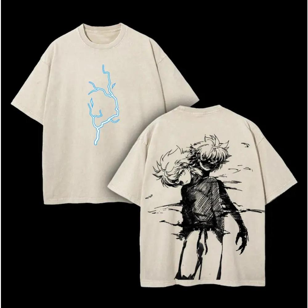 

Аніме Hunter x Hunter Кілуа Зольдік Футболка Чоловіки Жінки Одяг Топи Вінтажний Праний Бавовняний Футболка Оверсайз З Коротким Рукавом L бежевий