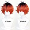 Peluca Cosplay Stark Anime Frieren En El Funeral Marrón Rojo Negro Corta Resistente Al Calor Cabello Sintético Pelucas de Fiesta + Gorro para Peluca