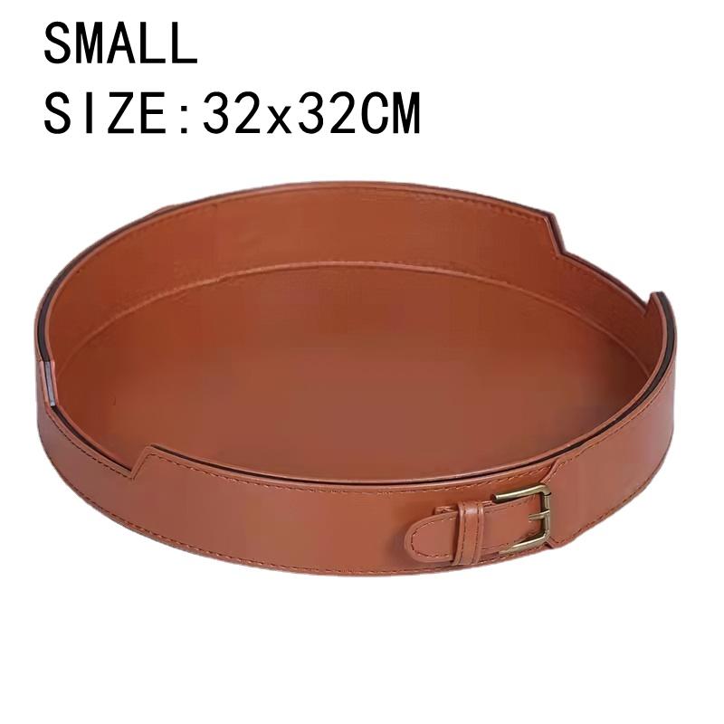 Leather Tray Nordic Creative Belt Buckle Metal Tray Round Decorative Plate Rectangular Home Storage Sample Room Decorations