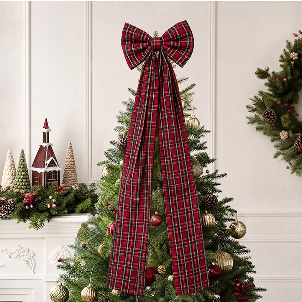 Plaid Long Tail 3D Christmas Tree Decoration for Festive Holiday Tree Decor