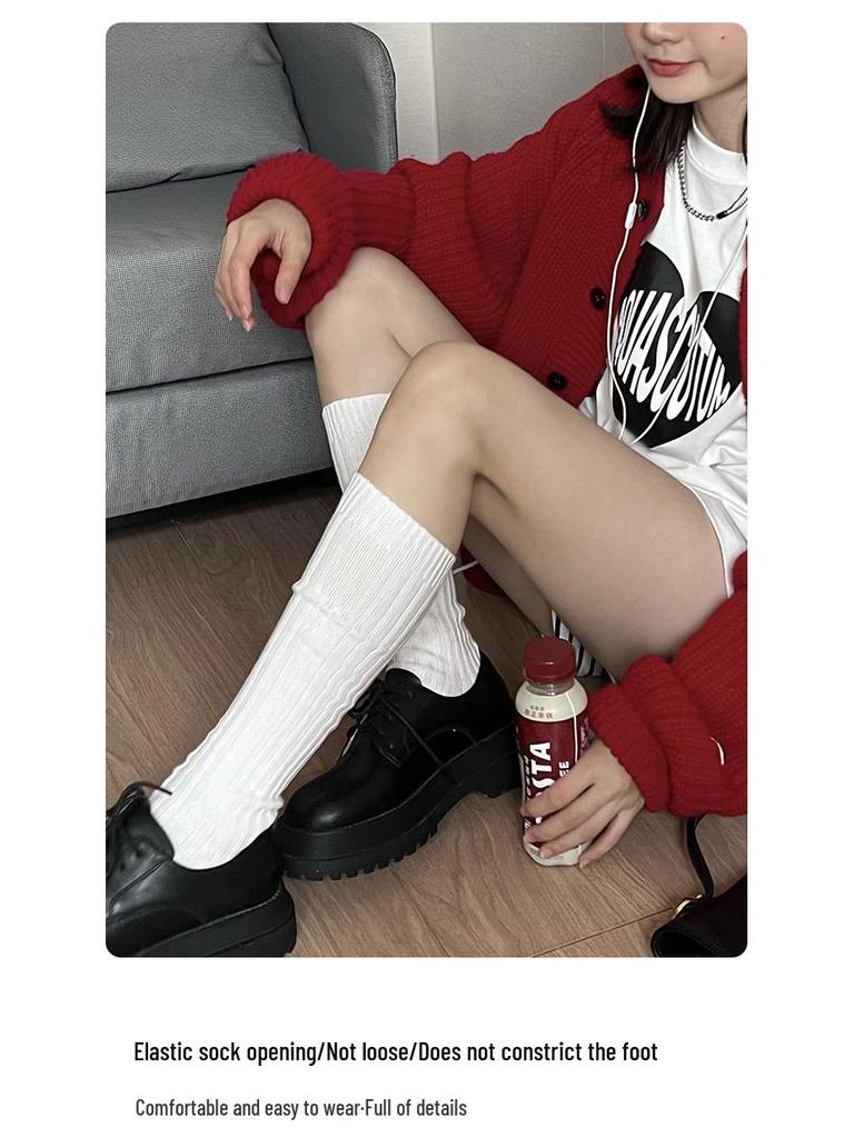 Plusox Women's Beige Cotton Over-the-Knee Warm Socks - Autumn/Winter Collection