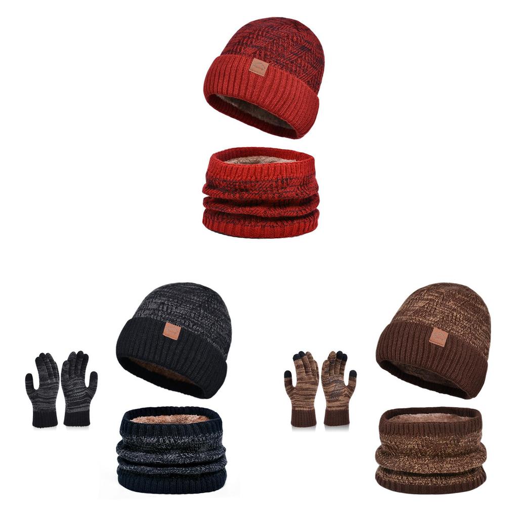 Knitted Winter Hat And Gloves Set With Fleece Lining For Men And Women