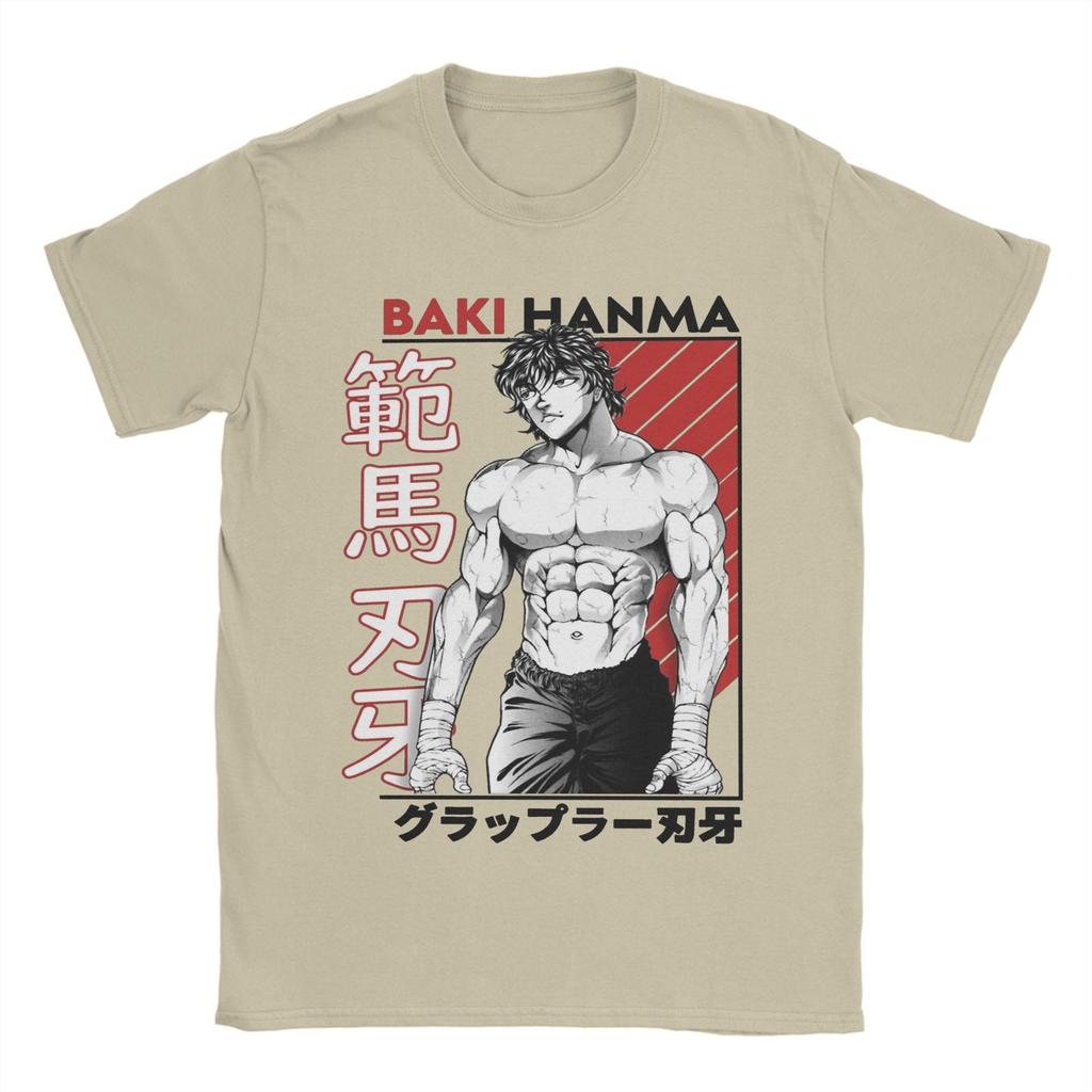Baki The Grappler Hanma Herren T-Shirt Lustige T-Shirts Kurzarm Rundhals T-Shirt Reine Baumwolle Erwachsenen Tops