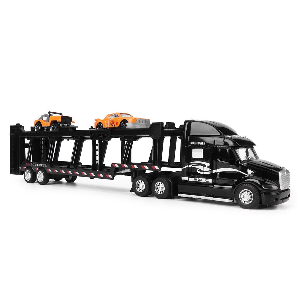 1:48 35CM Alloy Truck Model Simulation Light Sound Effect Vehicles Toy with 2pcs Car