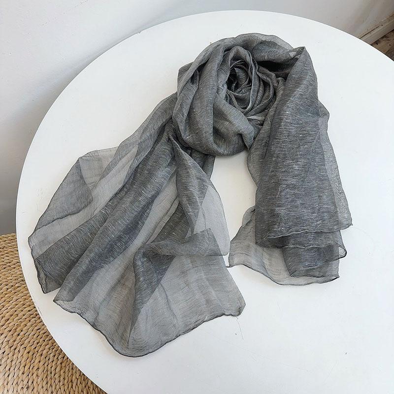 Double-Layer Silk Wool Scarf Spring And Autumn Thin Solid Color Mulberry Silk Shawl Women'S Silk Scarf Special Offer