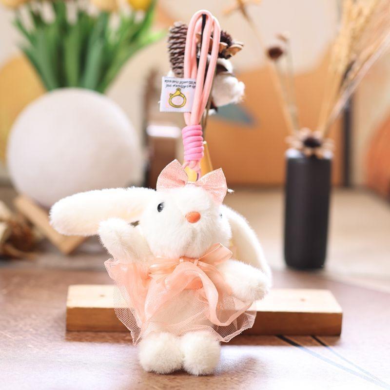

Plush Rabbit Keychain With Soft Short Pile For Kids And Bag Decor