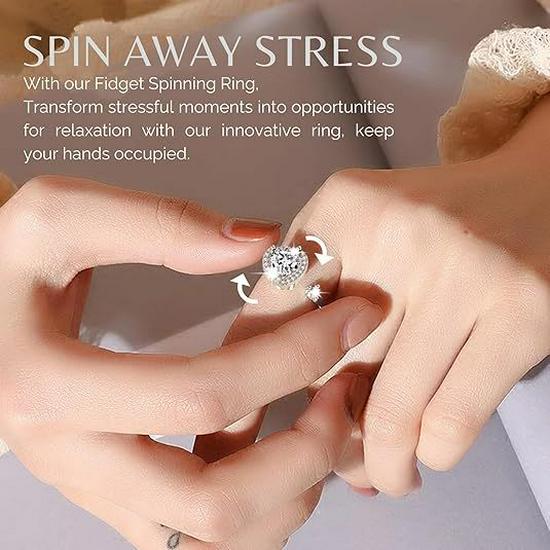 Trendy Rotatable Heart Ring - Personality and Stress Relief Adjustable Jewelry