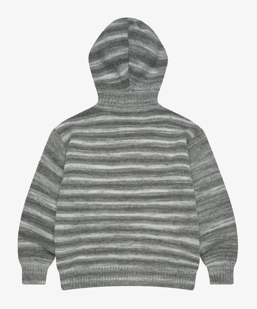 Golden Sunshine Wool Stripe Knit Hood Zip-Up_Grey