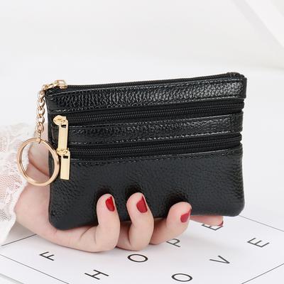 Carteira Clutch Feminina da Moda Três Zíperes Feminina Curta Pequena Porta-Moedas Mais Recente Design de Marca Macia Mini Porta-Cartões Carteira Bolsa de Dinheiro