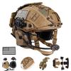 Set Casco Tattico Casco Protettivo Regolabile FAST con Cuffie Luce Sopravvivenza Modello NVG Luce Segnalazione per CS Airsoft Cosplay