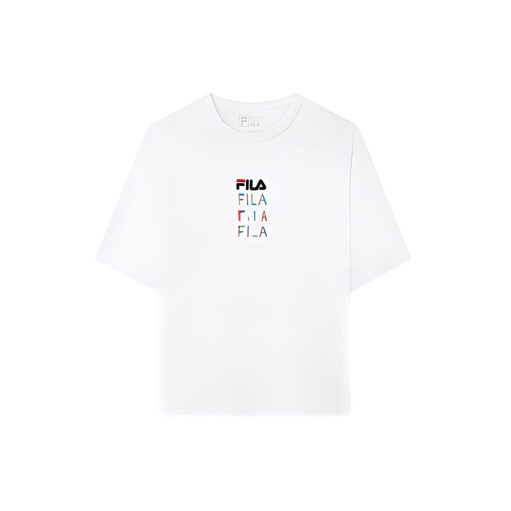 New FILA Drop Shoulder Sleeve T Shirt Women's Standard White F11W133195F-WT