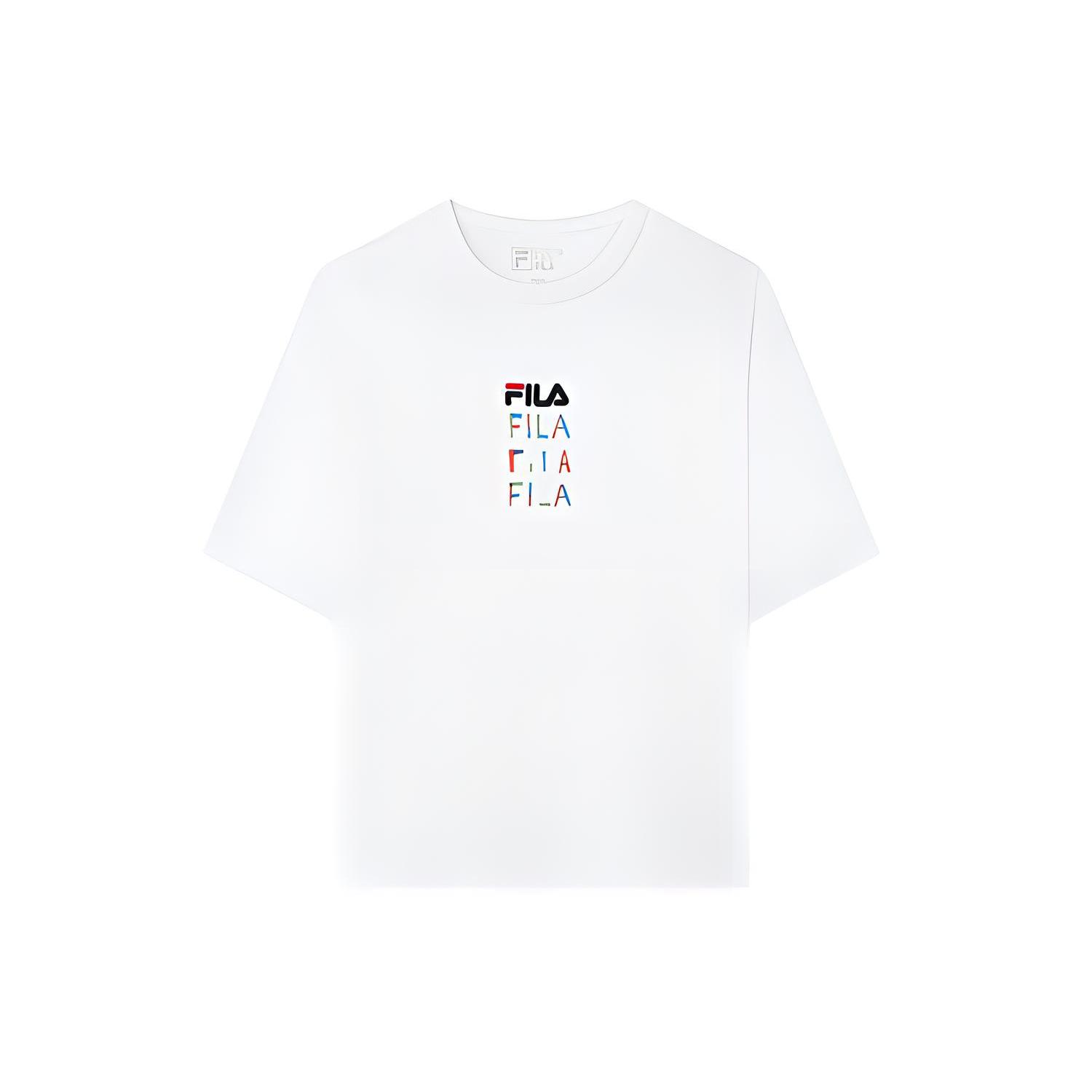 

New FILA Drop Shoulder Sleeve T Shirt Women s Standard White F11W133195F-WT L