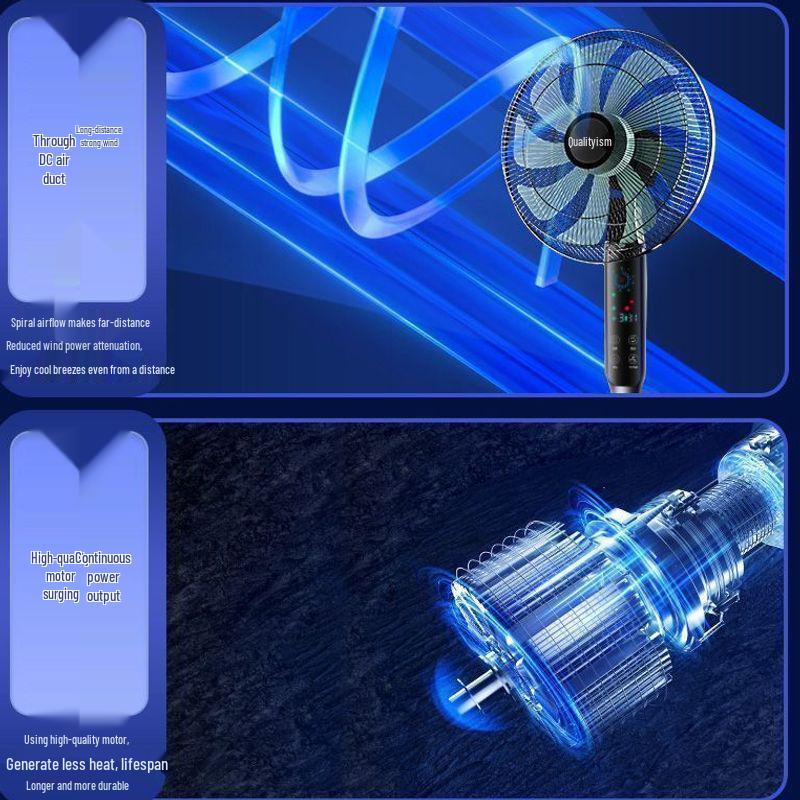 Ventilatore Elettrico Silenzioso a Risparmio Energetico: Ventilatore da Pavimento/Scrivania Oscillante Radiocomandato con Timer Meccanico, Design Verticale e Grande Flusso d'Aria