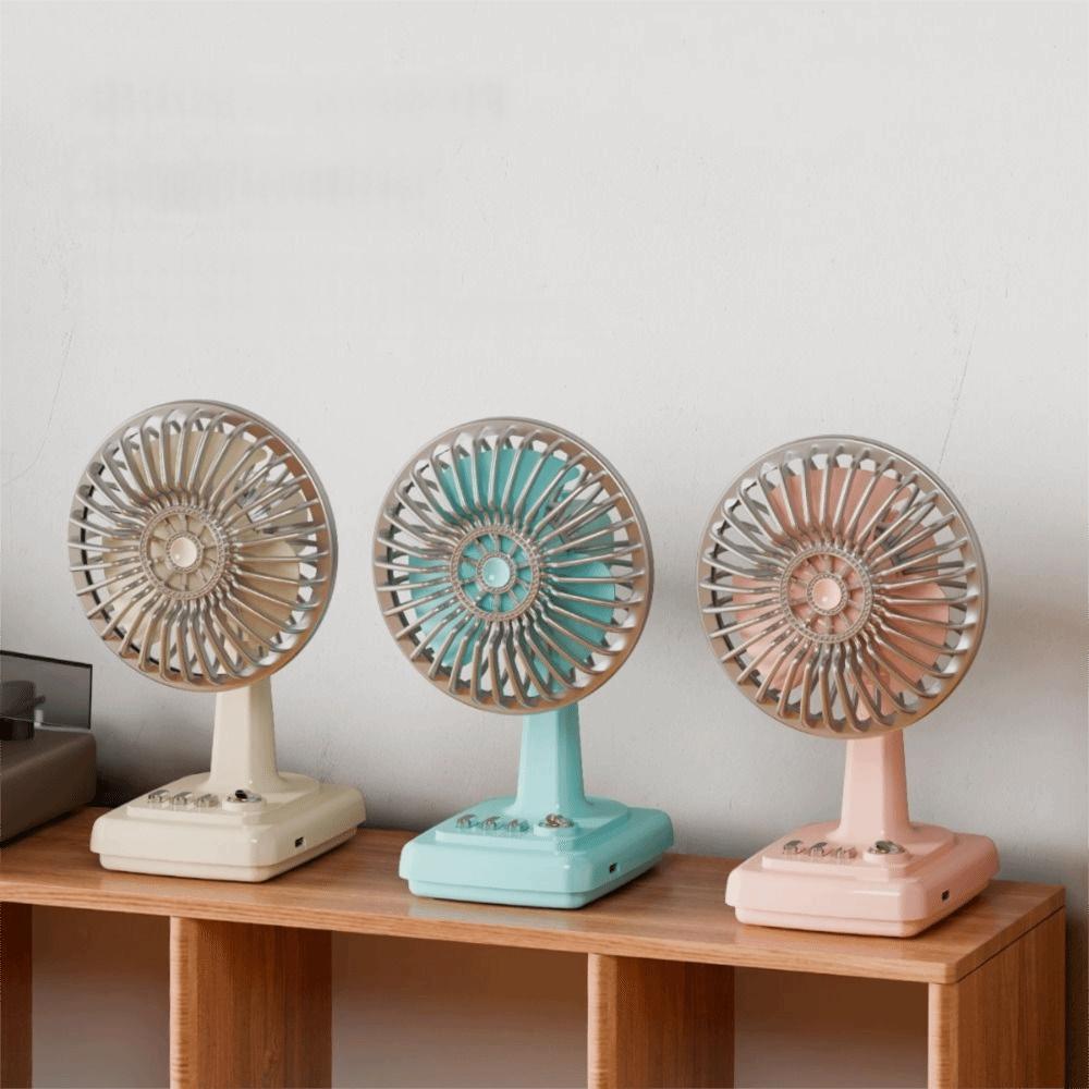 Portable Rechargeable Desktop Fan Mini Retro Cream Fan Portable Mini Electric Fan Desk Use