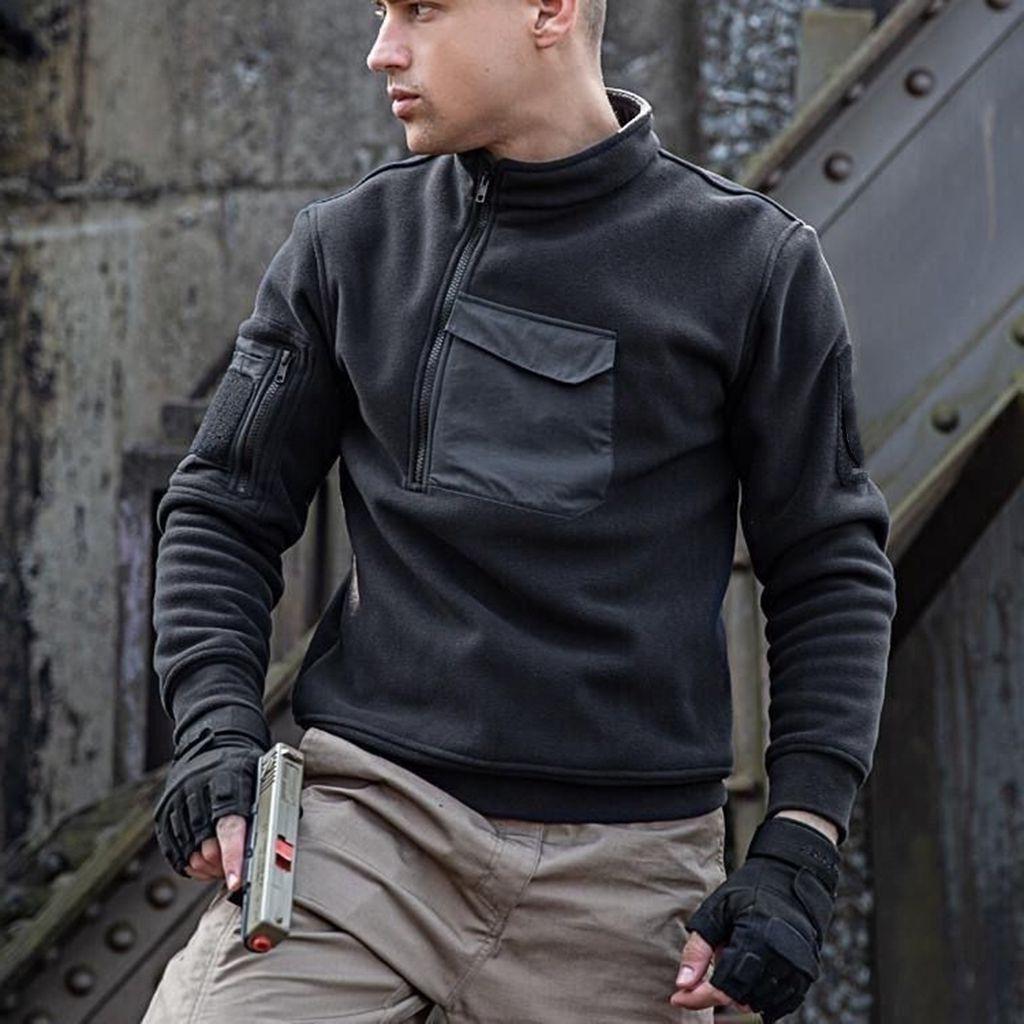 Pánský outdoorový pulovr z fleecu odolný proti chladu: Podzimní/Zimní Teplá Mikina na Zip