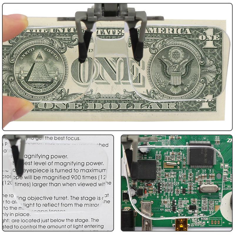 2X Vergrößerungsglas Leichte Lesebrille mit Clip Lupe für Handarbeiten Basteln Kartenlesen