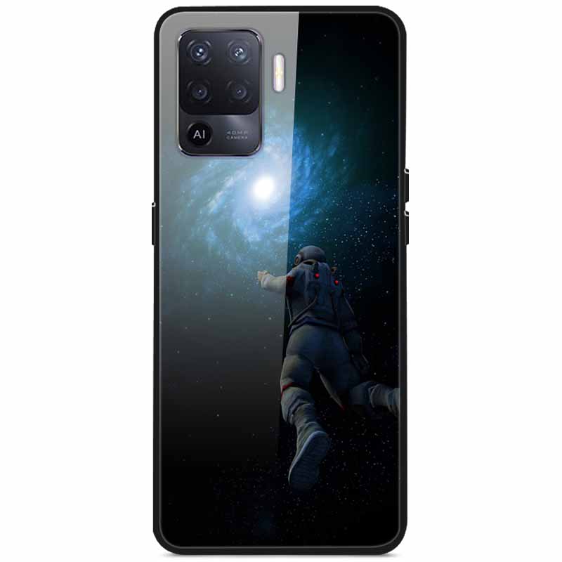 Tempered Glass Case For Oppo Reno5 Lite Hard Back Cover for Oppo Reno 5 Lite Luxury Painted Reno5Lite Funda 6.43'' Shockproof