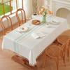 Embroidered Plaid Flower Tassel Tablecloth Rectangular Coffee Table Anti-fouling Decorative Tablecloth Tablecloth