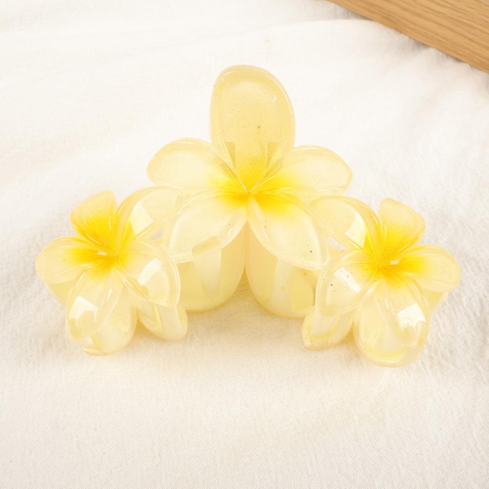 Gradient Design Hair Clip Claws Plumeria Shark Hair Claw Colorful Gradient Flower Clips  Girls Gift
