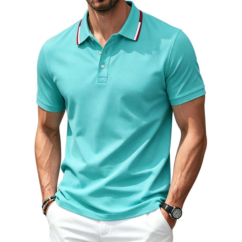 Men’s Short Sleeve Polo Shirt with Breathable Athletic Fabric Classic Turn-down Collar and Quick Dry Design for Summer Sports Casual Wear