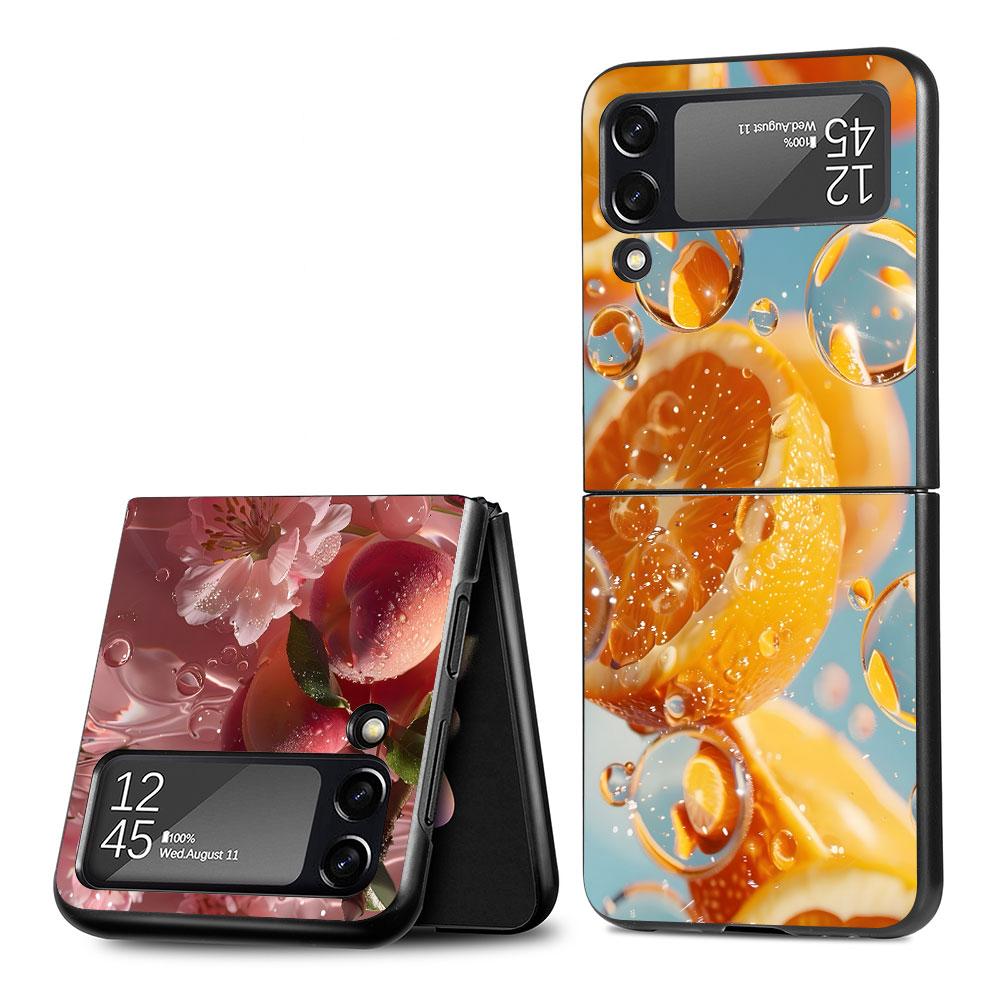 Orange Fruit Watermelon Case for Samsung Galaxy Z Flip4 Flip3 5G PC Hard Cell Phone Shell Z Flip 4 3 Black Zflip4 Zflip3 Cover