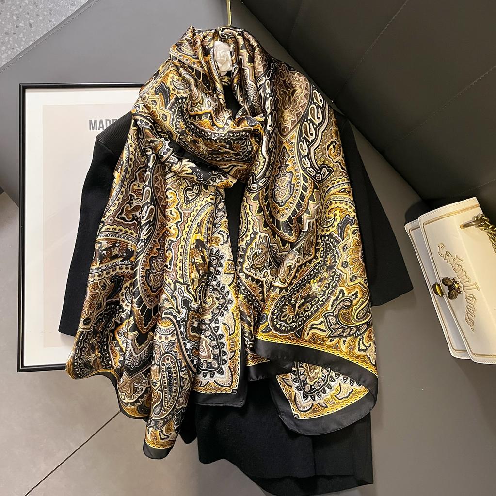 180*90Cm  Women Scarf Summer Silk Shawl Lady Wrap Soft Female Echarpe Designer Beach Stole Bandanna Foulard Muffler