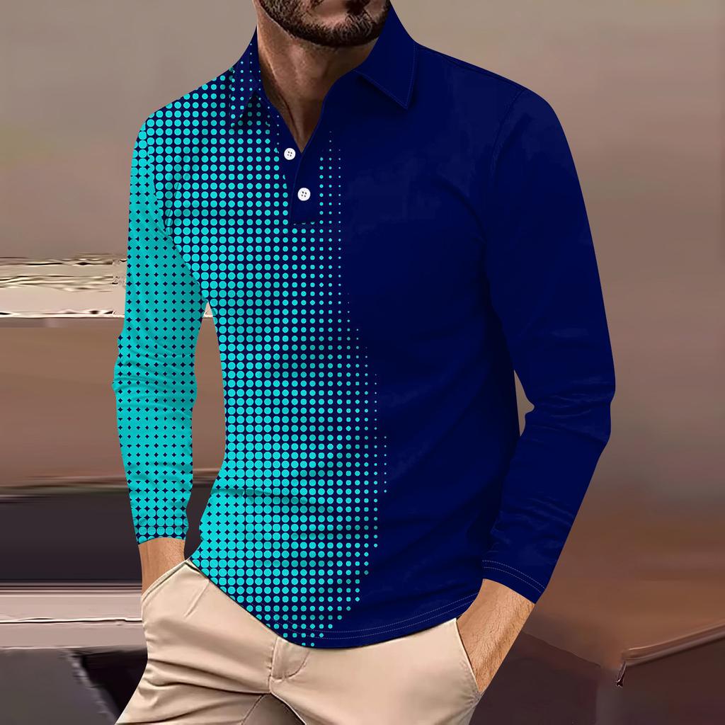 Herre Langermet Knappelukking Krageskjorte Mote Casual Topp
