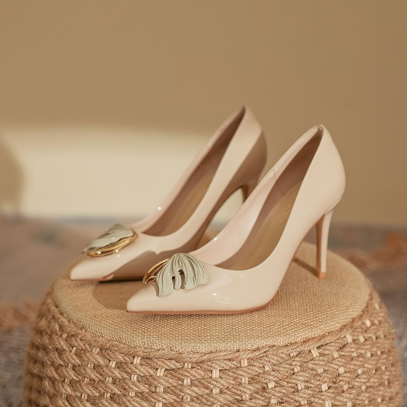 Huizhou women's shoes genuine leather spring women's outer wear high-heeled shoes black women's shoes single shoes 2025 spring women's