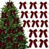 Red Velvet Bow Xmas Tree Pendant Xmas Tree Pendant Wedding New Year Party Decor DIY Gift Box Wrapping Christmas Bow