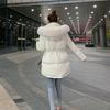 Women Padded Coat Faux Fur Collar Hooded Parkas Korean Big Size Cotton Jaqueta Waist Drawstring Midi Lenght Jackets