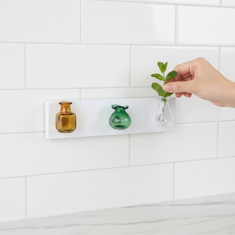 Magnetic Glass Vase Set - Mini Plant Pot Magnets for Refrigerator - Decorative Flower Holder for Home & Office