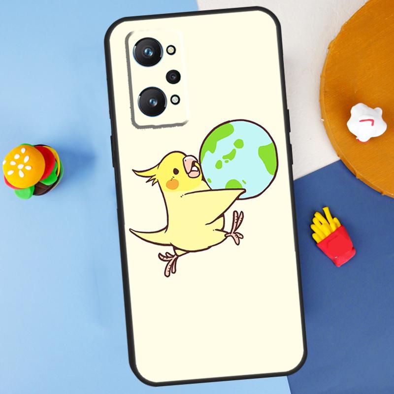 Chubby Cockatiel Parrot Bird For Realme 14 13 12 10 11 Pro Plus GT 6 6T 5 GT7 Pro C55 C51 C21Y C25S C67 C75 C53 C61 Case