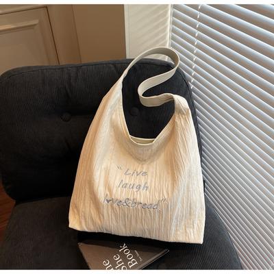 Large Capacity Tote Bag Women's New Simple Pleated Shoulder Bag Casual Versatile Lightweight Bag