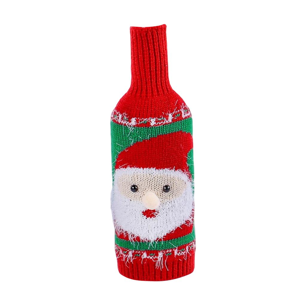 Santa Snowman Red Wine Bottle Set Knitted Wine Bottle Set Table Champagne Bottle Set Decoration