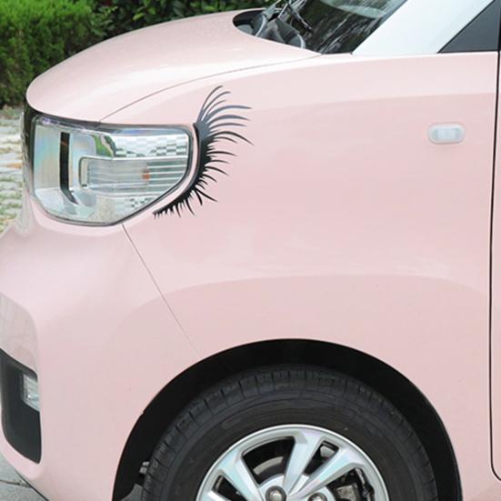 2Pcs Car Eyelashes Stickers Funny Car Headlight Sticker Waterproof Fake Eyelash Decals Tailgate Fridge Wall Window Vehicle Decoration Gifts for Men