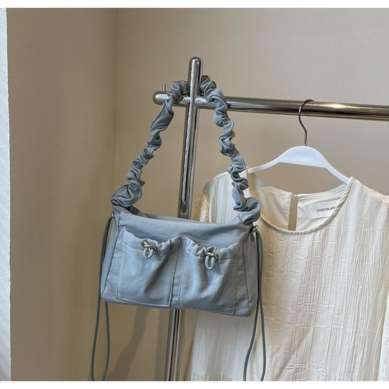 Fashion Nylon Drawstring Pleated Cloud Bag Female Niche Personality Soft Solid Color Shoulder Messenger Bag Female