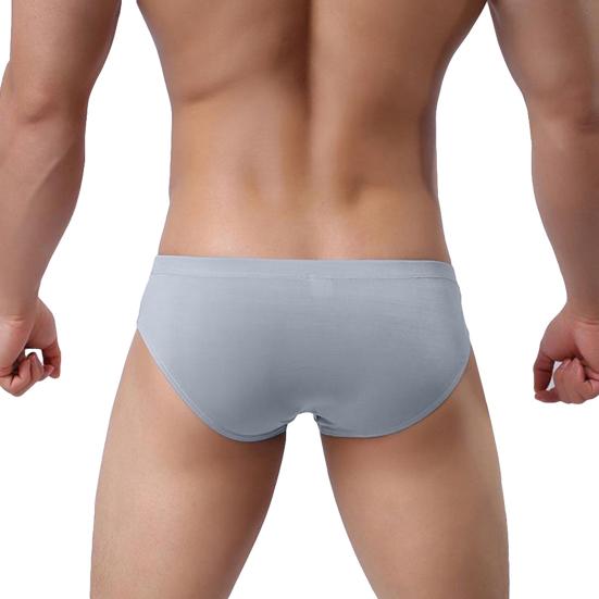 Sexy Men's Underwear Solid Color Mid Rise Ice Silk Briefs Elastic Underpants