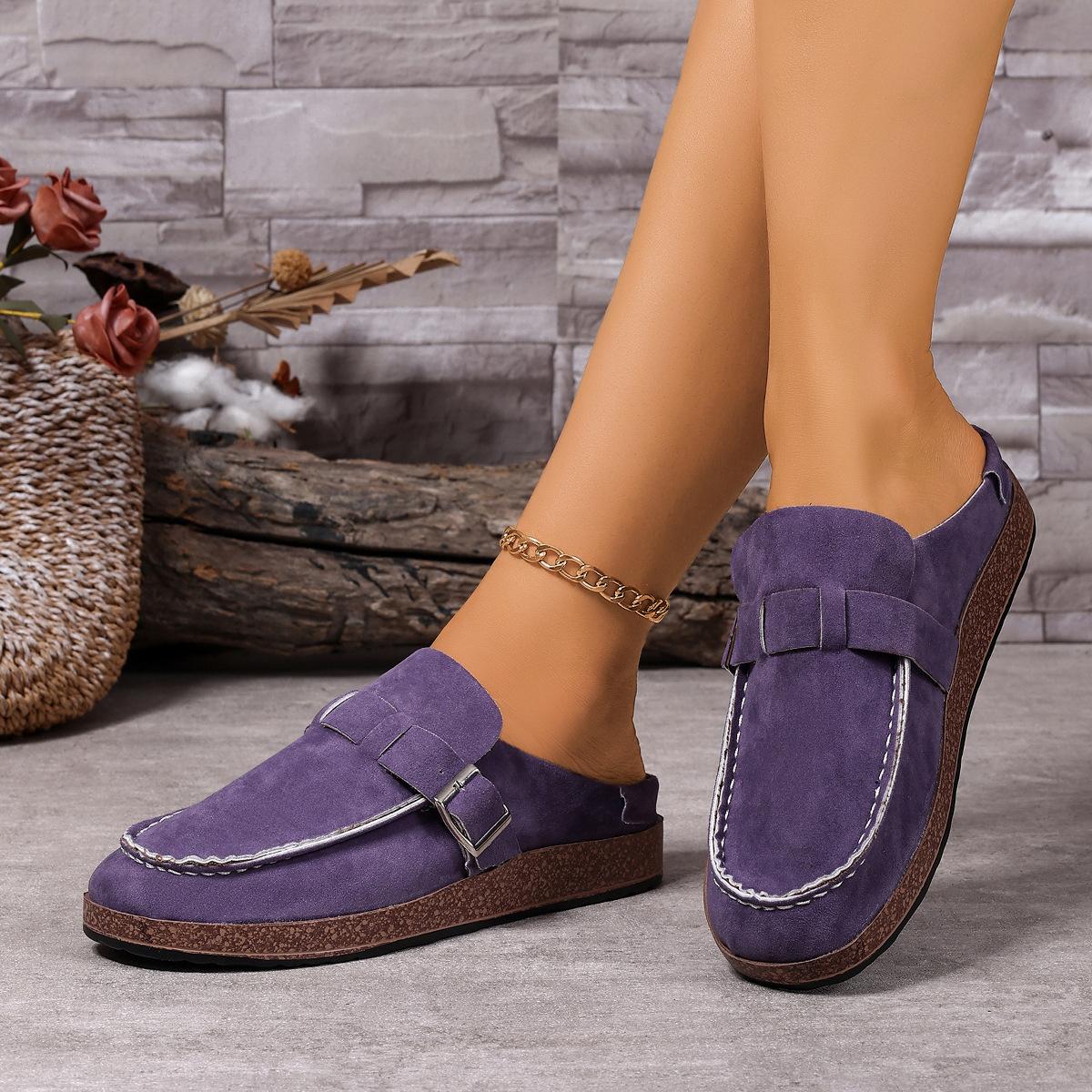 

Fashion Plus Size Shoes for Women 35-42 Summer Fashion Slip on Platform Wedges Slippers Women Casual Round Toe Flats Sandals 36 фіолетовий