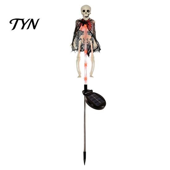 Automatische Zonneskeletlampen Tuinpaal Lamp, Halloween Gloeiende Schedel Tuindecoratie Waterdichte Palen met Mantel, Buiten Gazonlamp voor Spookachtige
